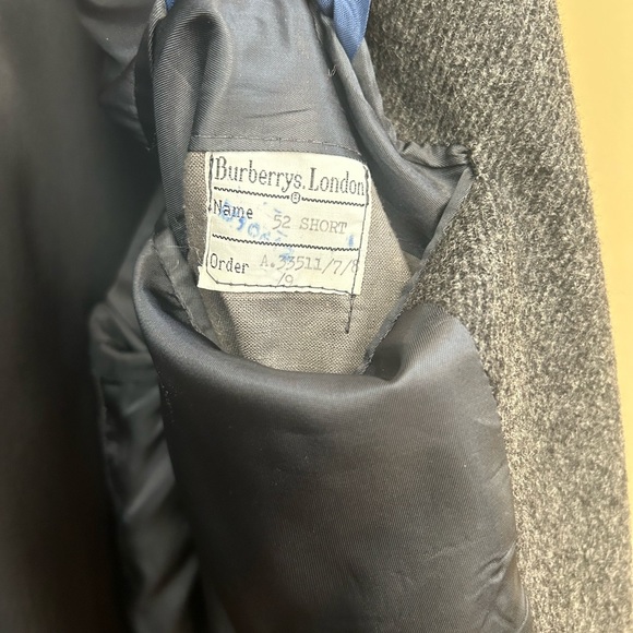 Burberrys Charcoal Button Front Lined Wool Trench Coat Size 52 Short - Picture 13 of 13